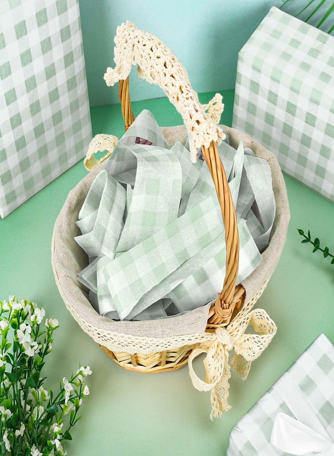 Whaline 100 Sheets Sage Green Buffalo Plaid Tissue Paper Mint Green Checkered Gift Wrapping Tissue DIY Art Craft Tissue Paper for Wedding Birthday Baby Shower Bouquet, 13.7 x 19.6 Inch - Image 4